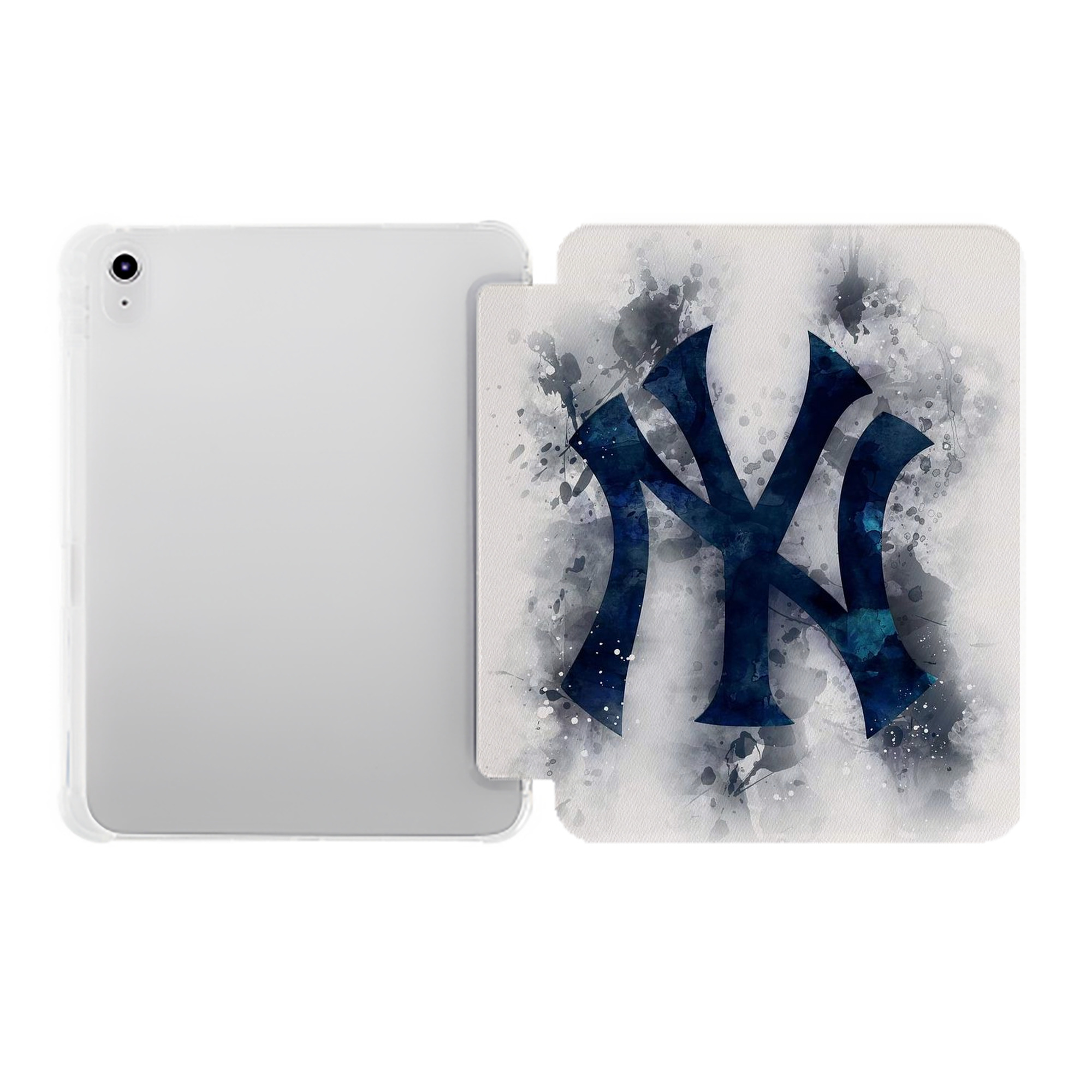 New York Yankees 170 Premium Tri-Fold PU Leather & Silicone IPad Case With Pencil Slot – Fits 9.5,10.5,10.9 – Adjustable Stand, Slim, Protective
